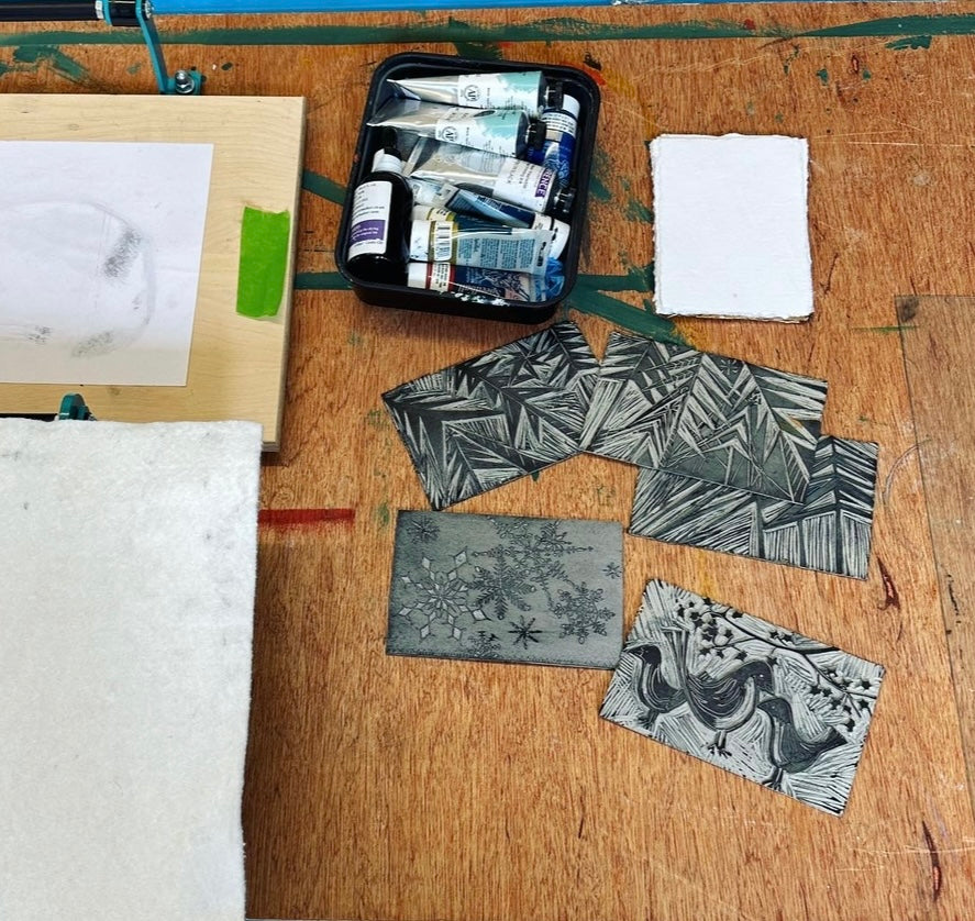 Lino Print Christmas card workshop with Sally Fairclough