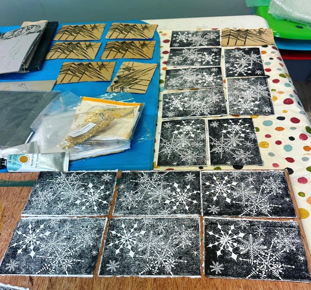 Lino Print Christmas card workshop with Sally Fairclough